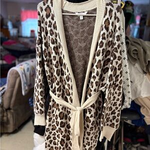 Leopard Print Open Front Cardigan Sweater
